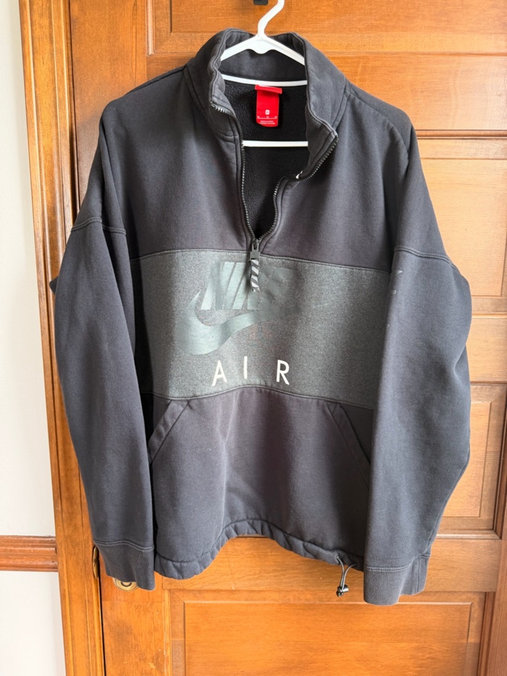 VTG Nike Air Sweatshirt Adult XL Black Pullover Fleece 1/2 Zip Red Tag Mens